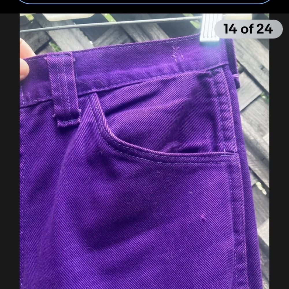 Vtg 70’s Electric ⚡️ Purple High Waist Jeans bell bottom wide 60’s hippy boho - Picture 3 of 11